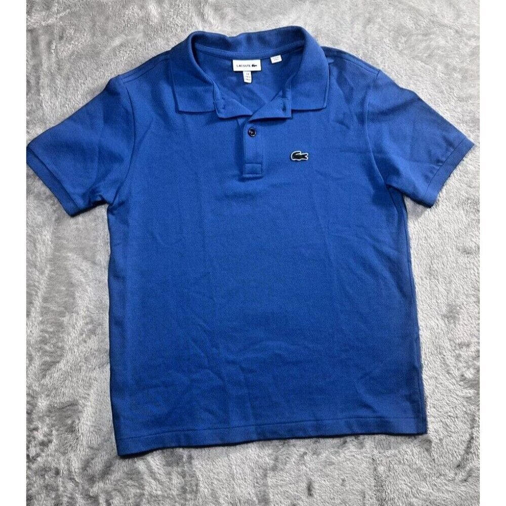 Lacoste Polo Short Sleeve Shirt Kids Size 14 Blue. Cotton. Crocodile. EUC